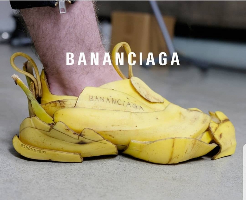 老爹鞋買不起沒關係 網友用「香蕉皮」 「墨西哥餅」自己做，惡搞時尚無極限
