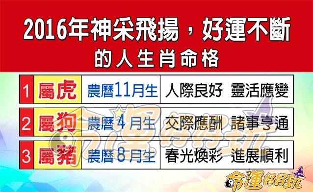 【命運好好玩】2016年神采飛揚，好運不斷的人生肖命格