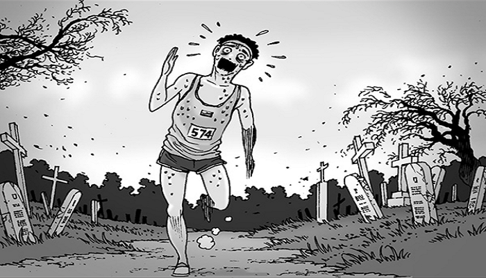 男子參加馬拉松比賽，中途喝過水後繼續跑，卻一路跑到了「滿是墓碑」的小路上....
